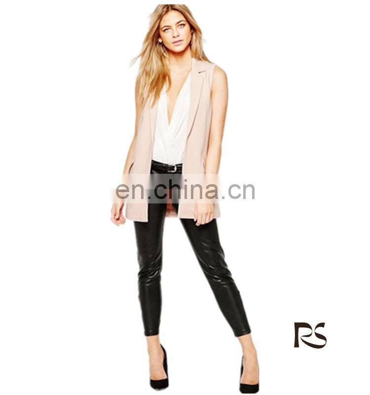 Fashion office casual pink sleeveless winter jacket for women
