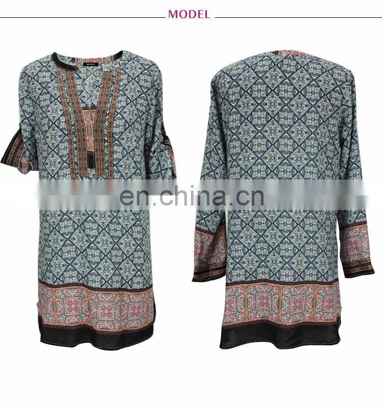 In Stock Loose fit Retro Kurta India Printed Long Tunic