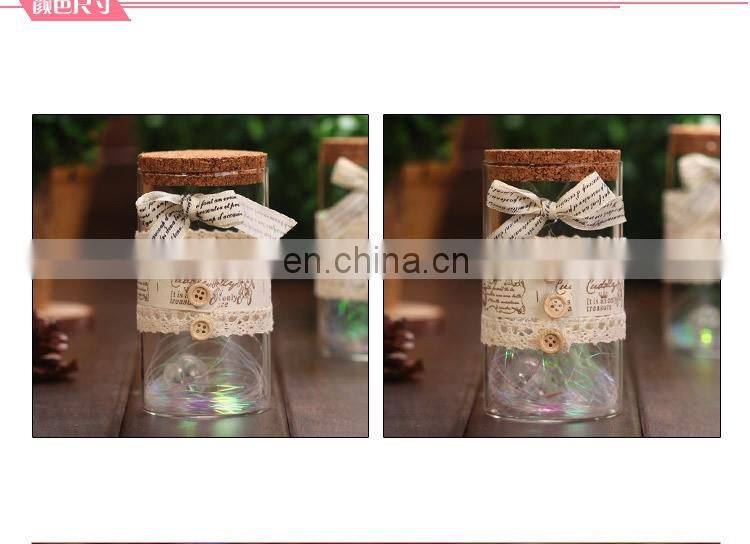 new arrived lace button bow-knot wishing bottle with led light lucky bottle cork