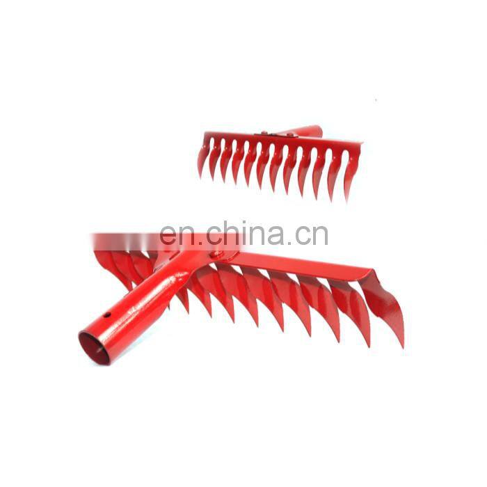 red color riveted grass lawn rake