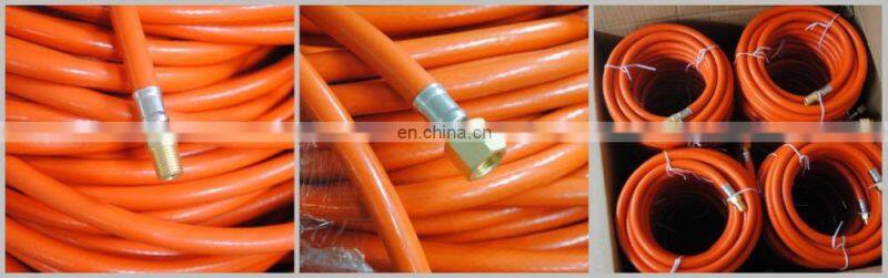 CE prove brass connector fittings orange color PVC LPG gas hose, PVC gas pipe for cooking and oven