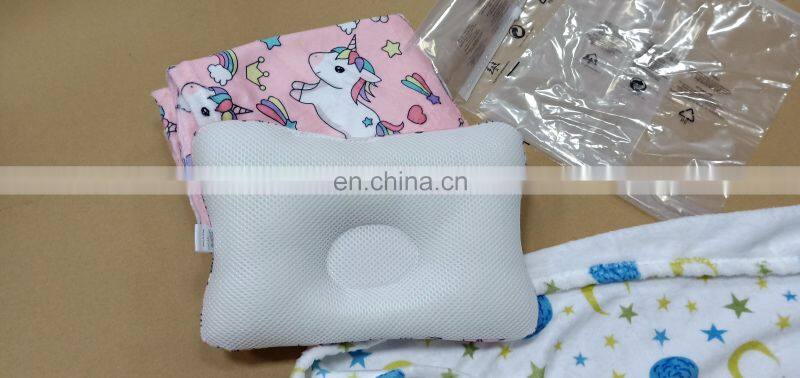 Flannel fleece blanket Custom-made Newborn Baby Head Shaping Pillow and Swaddle Blanket Set | 3D Air mesh Infant Pillow