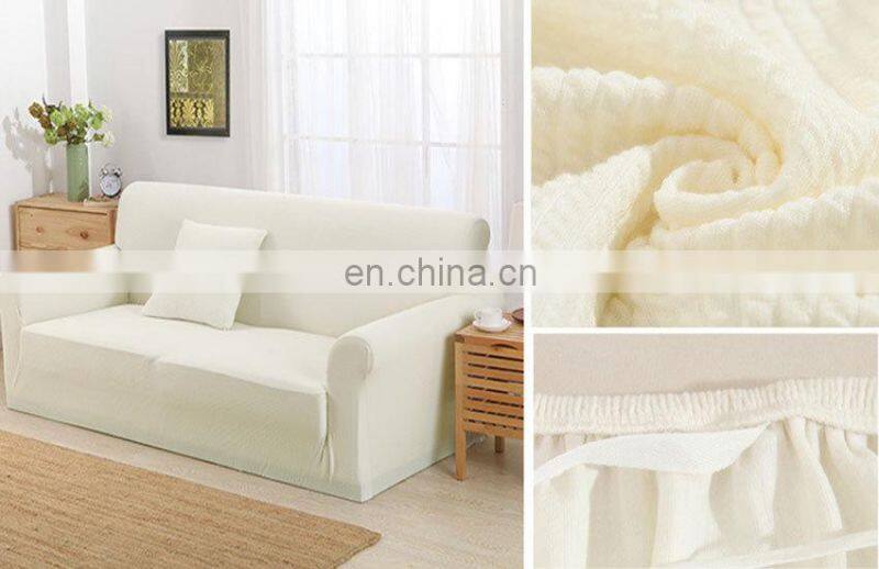 High quality fitted couch cover plain knitting sofa cover