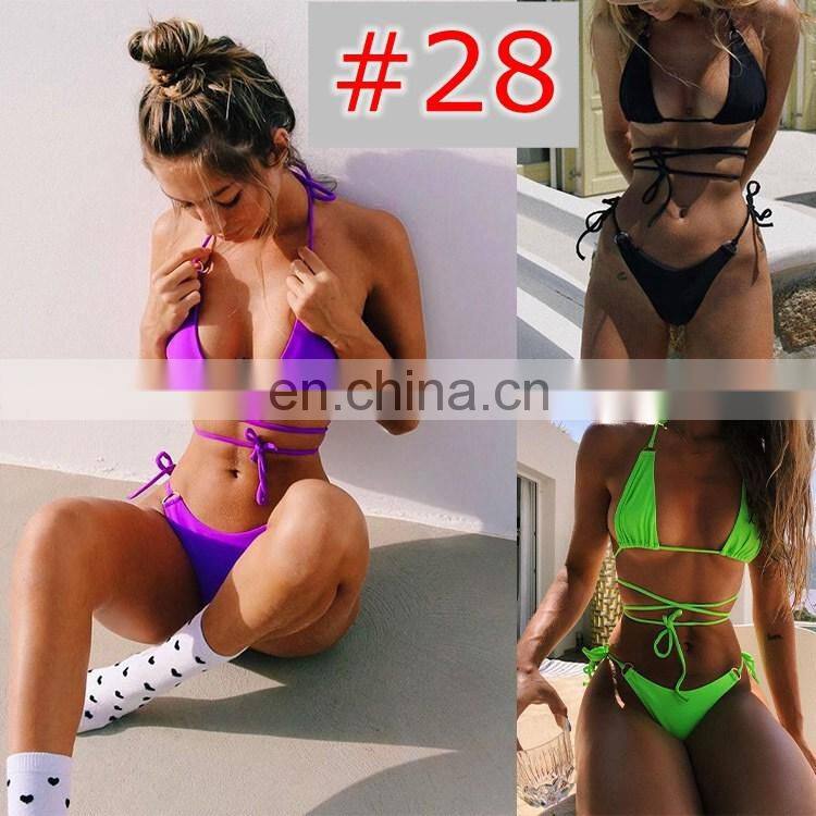 One shoulder neon green bikini 2019 micro Bandeau swimwear women bathing suit biquini Summer beachwear Push up swimsuit