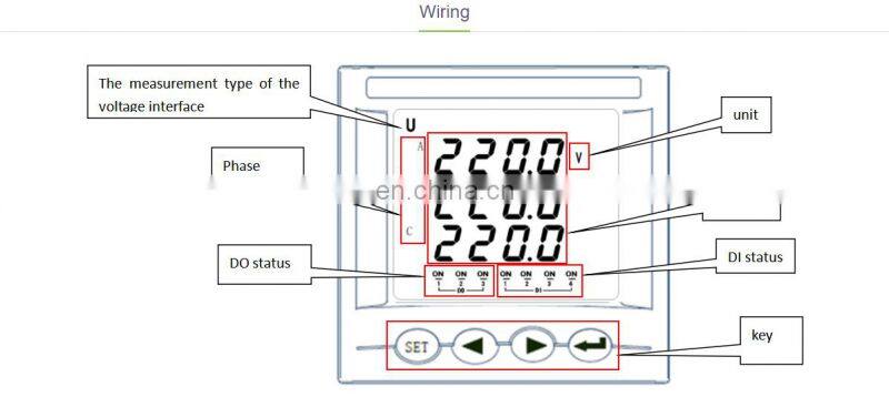 Acrel AMC72L-AV3/KC LCD display three phase voltmeter with RS485 and 2DI/2DO