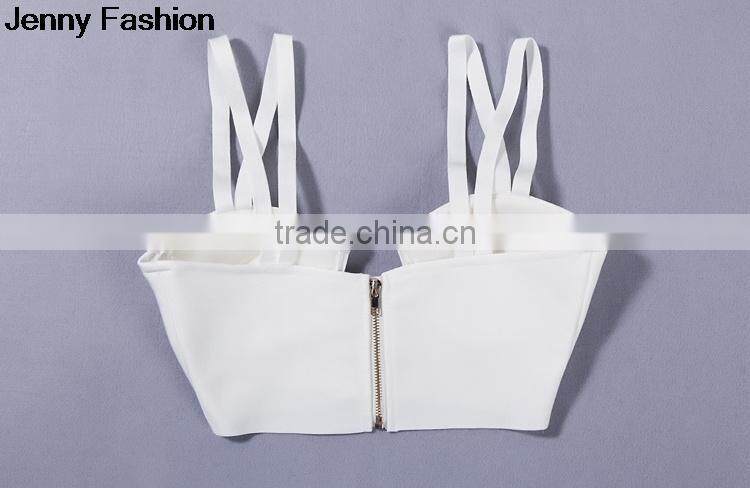 Jenny Fashion Wholesale 2016 New White Beige Red Yellow Sey Cute Women Strap Bandage Bustier Crop Tops