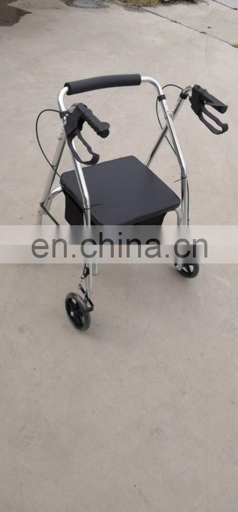 China Manufactures Aluminum Foldable Transit Wheelchair/ Rollator Walker with Soft Seat and basket bag