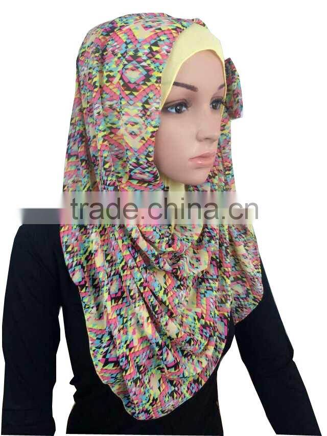 2015 Summer Two pieces chiffon bowknot muslim hijab