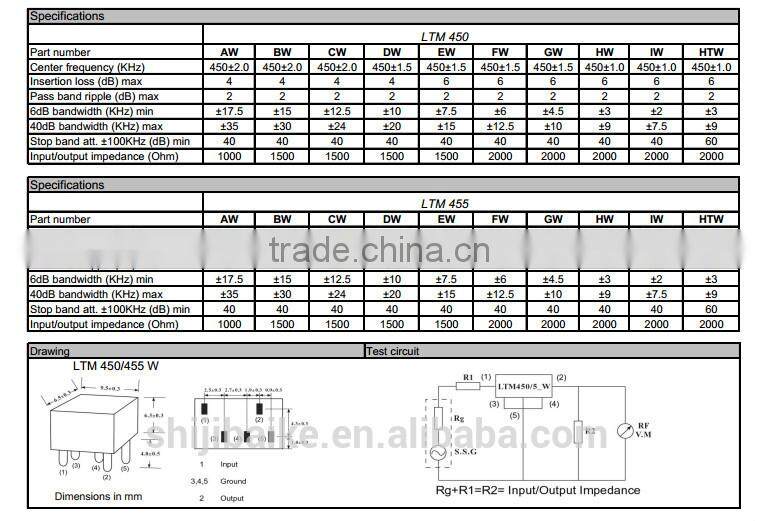 LTM455EW CERAMIC FILTER Frequency Detector 2+3 5P