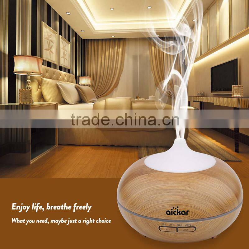 2016 New Design Light Wood Grain Cool Mist Aromatherapy Diffuser Ultrasonic Humidifier