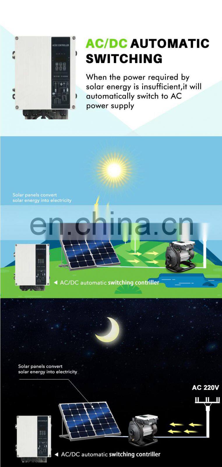 High Head Surface Water 2hp Solar Water Centrifugal Pump For Irrigation