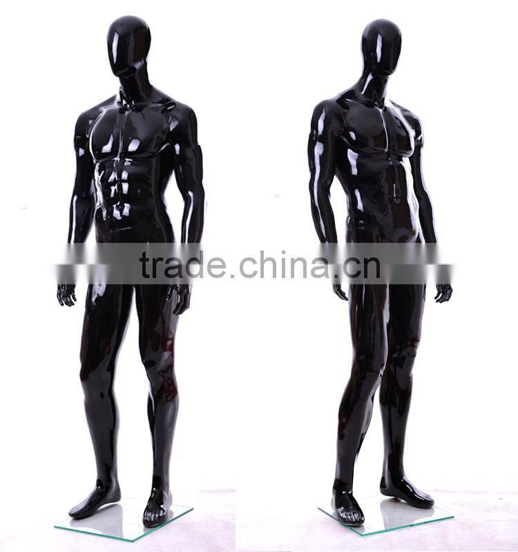 glossy black fiberglass stand male mannequin