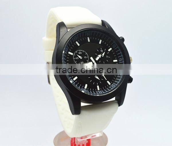 japanese quartz movement watches waterproof 3 atm, white silicone strap