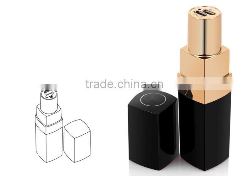 Best selling products lipstick power bank 3000mah charger universal portable phone charger