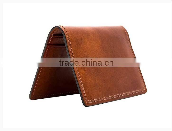 Factory customize Italian old leather card case RFID Blocking lining card pocket