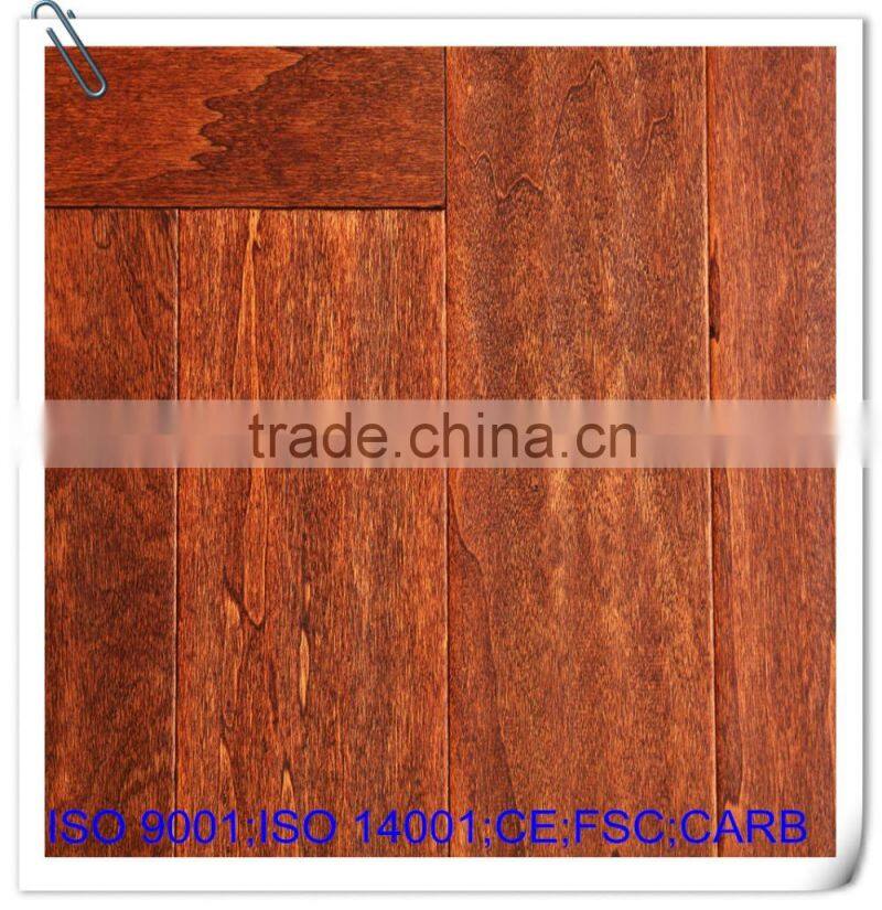 Multilayer Engineered Birch Flooring Smooth surface Natural color