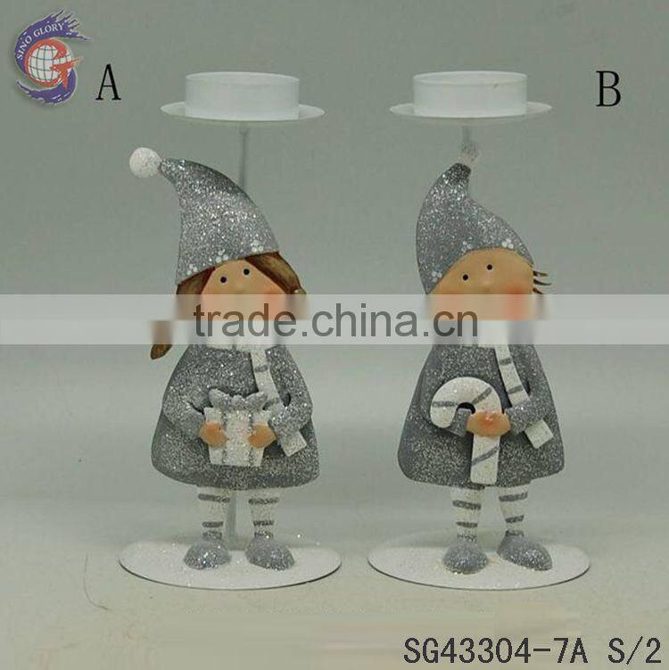 metal boy and girl with candle holder parts for decorating home