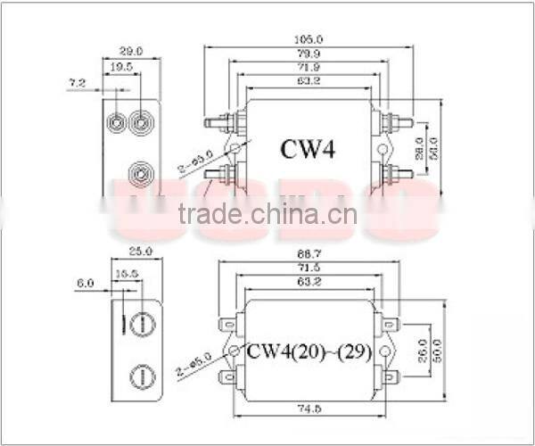 Durable 115/250VAC IEC320 power line emi filter