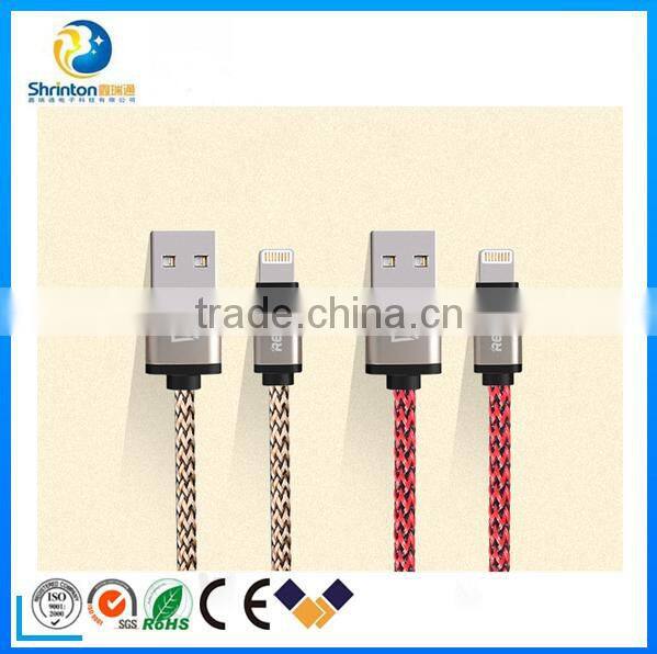 High Quality Remax 1M Nylon Braided USB Cable Fast charging sync Data Cable for iPhone5/5s/6/6s