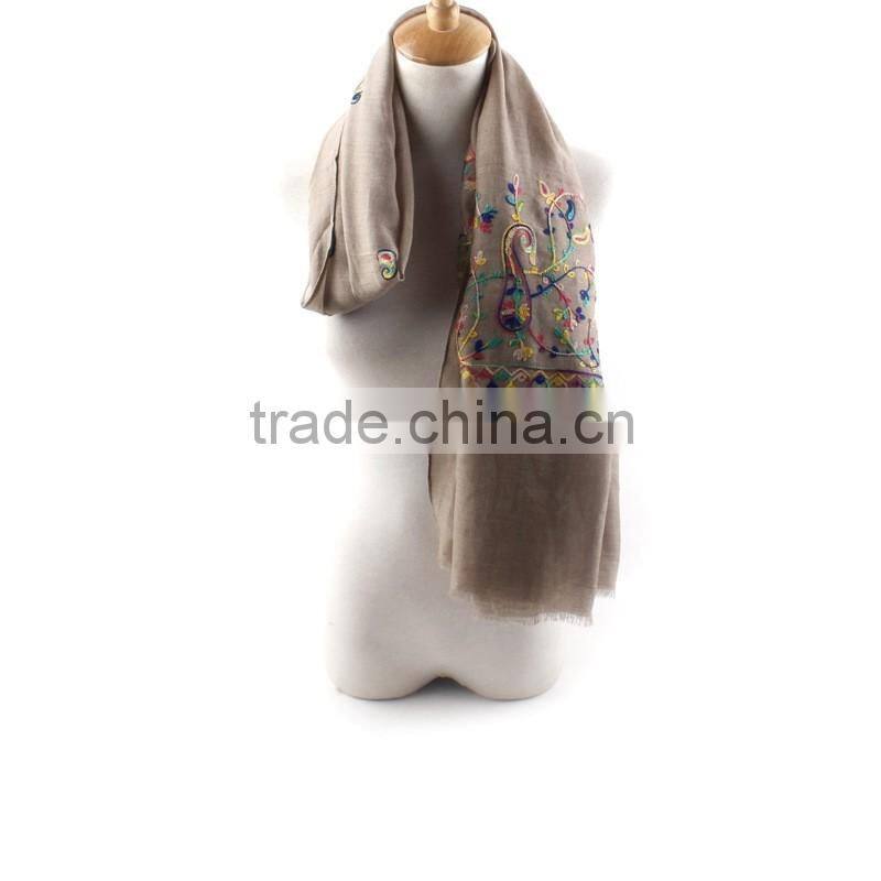 Retro Vintage Long Style Paisley Embroidery Cotton Hijab Ladies' Scarf