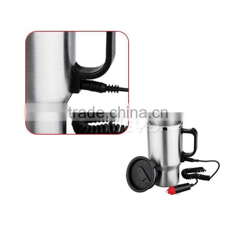 Stainless Steel Auto Heated Travel Coffee Tea Mug Cup With Car Charger