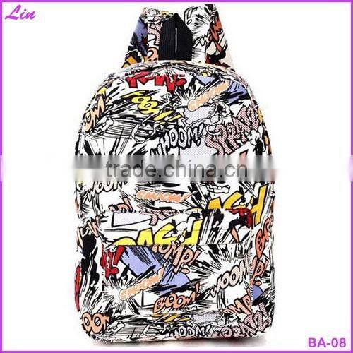 Hippie Facebook Canvas Backpacks Student School Bag Cartoon mc Print Rucksack Outdoor Travel Pack Graffit