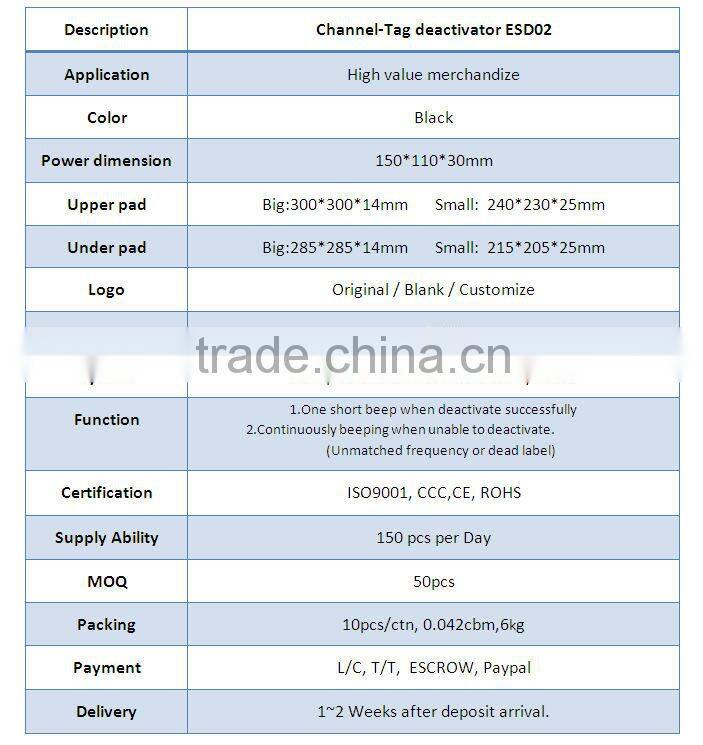 EAS supermarket RF deactivate security soft tags deactivator