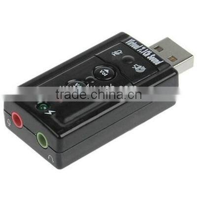 Black 4U Virtual 7.1 channel USB Sound Adapter