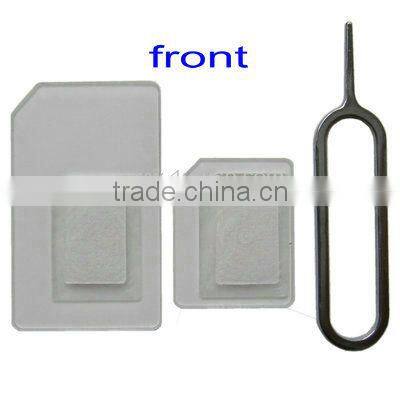 4U 2 in 1 Nano SIM Card To Micro Sim Adapter +Sim Card Tray Holder Eject Pin Key Tool for iPhone 5