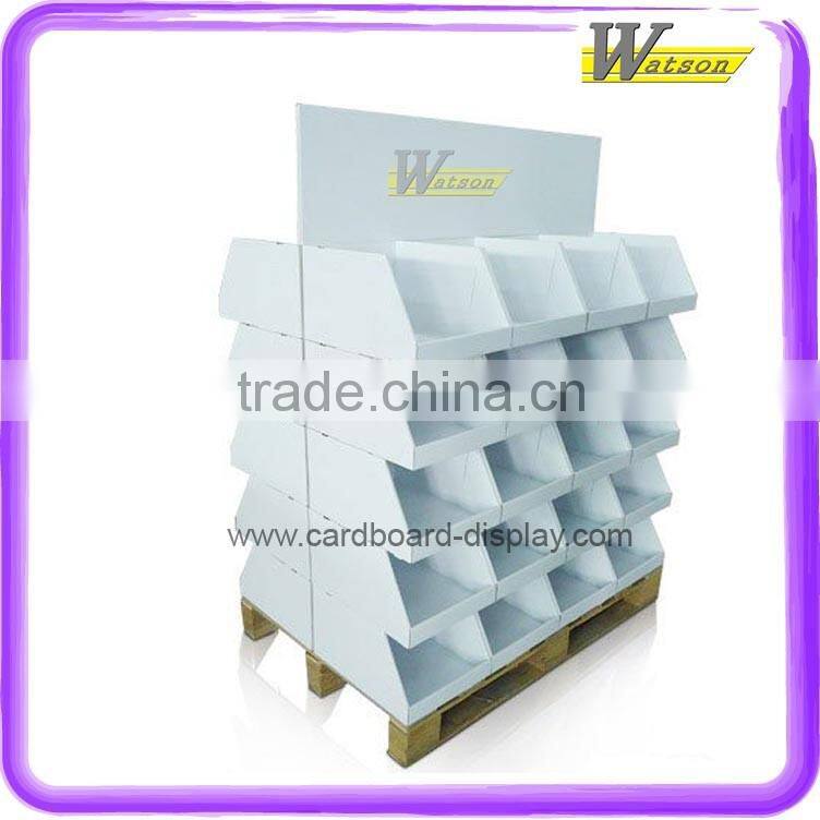 Supermarket cardboard pallet display with grid for food display