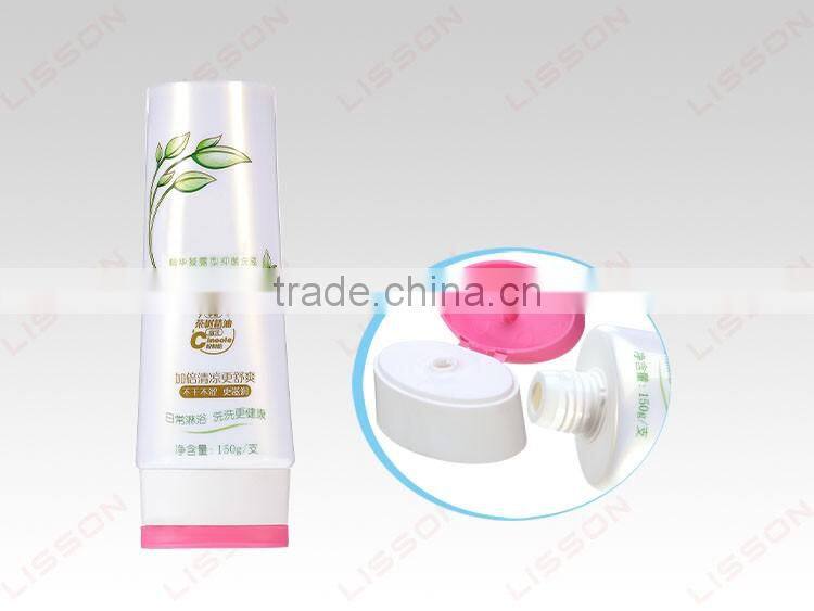 Female Cream round plastic tube With Double Color Flip-top Cap