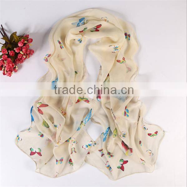 wholesale latest design lady floral screen printing silk scarf