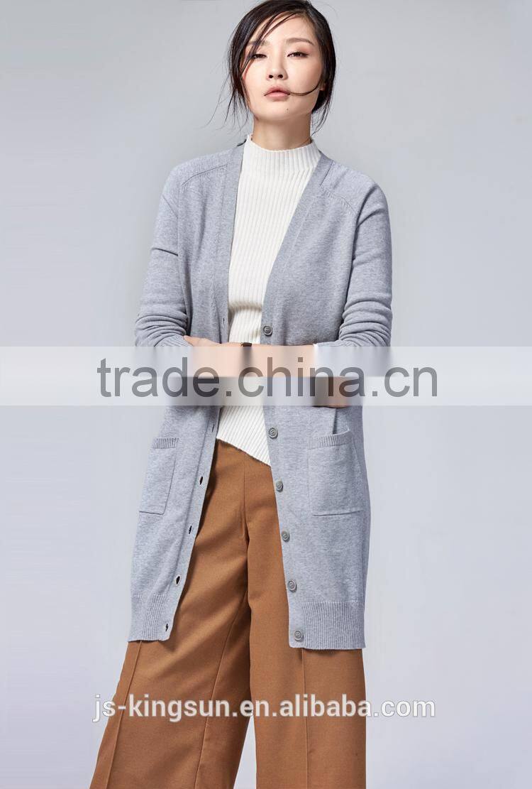 Woman 100% combed cotton knitted sweater coat
