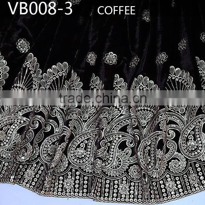 high quality royal blue African Velvet lace fabric Handcut velvet lace VB008-1 navy blue