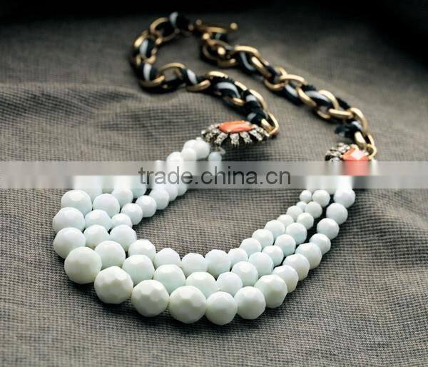 Triple strand white bead necklaces summer jewelry