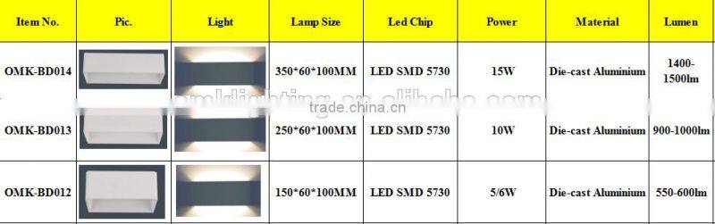 SMD 5730 decorative led wall lighting fixture 350mm 15w Surface Mounted