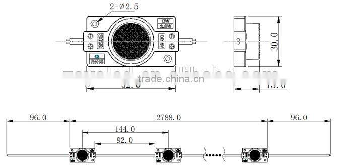45*15 degree wide beam angle led module edge emiting led module power lens