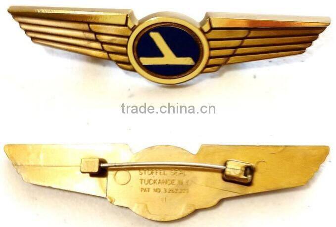 Custom gold Star Russian pin badge, engraved 3d wing metal lapel pins, metal pin badges with butterfly clasp