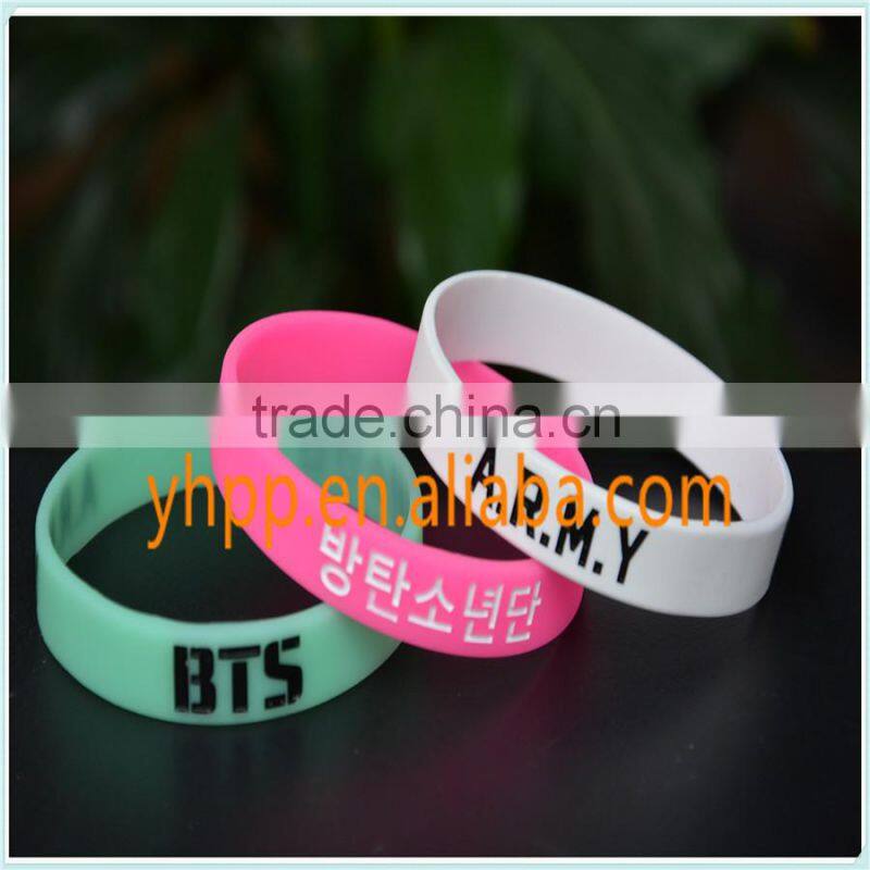 Custom KPOP BTS Bangtan Boys ARMY Silicone Debosssed Wristband Bracelet