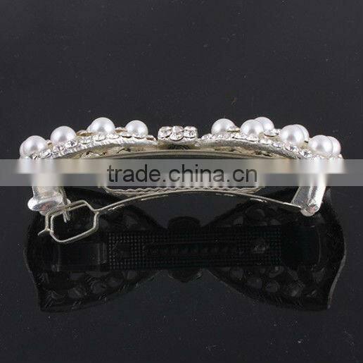 Luxurious rhinestone hair clip with pearl manufacturers China supplier BY 1879