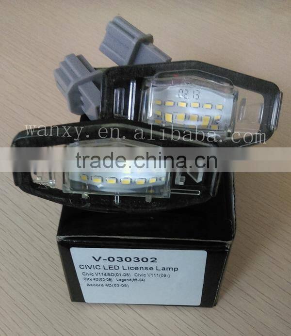 Waterproof shockproof 12v CE E4 led license plate lamp led module plate lamp for Honda Civic City Legend Accord