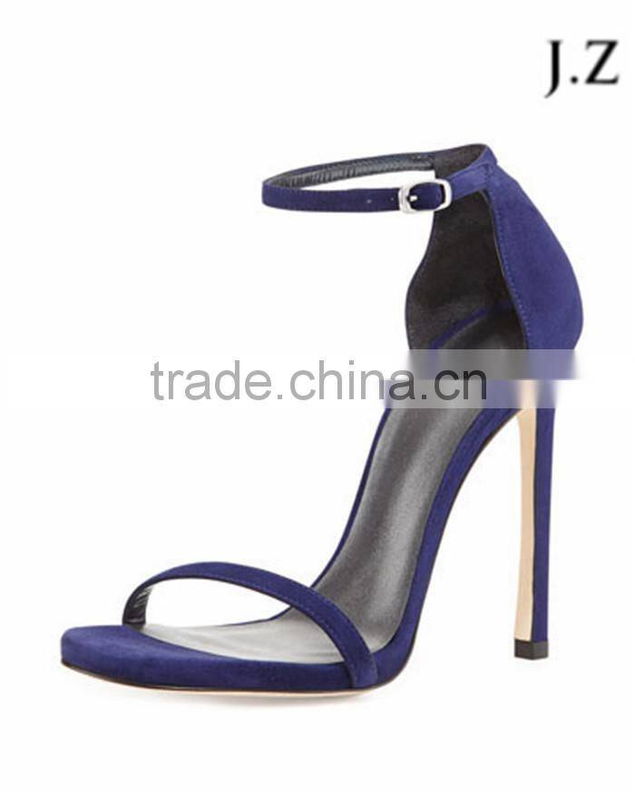 OS09 sexy stiletto plate high heel rubber outsole fish toe suede strap ankle sandals for women