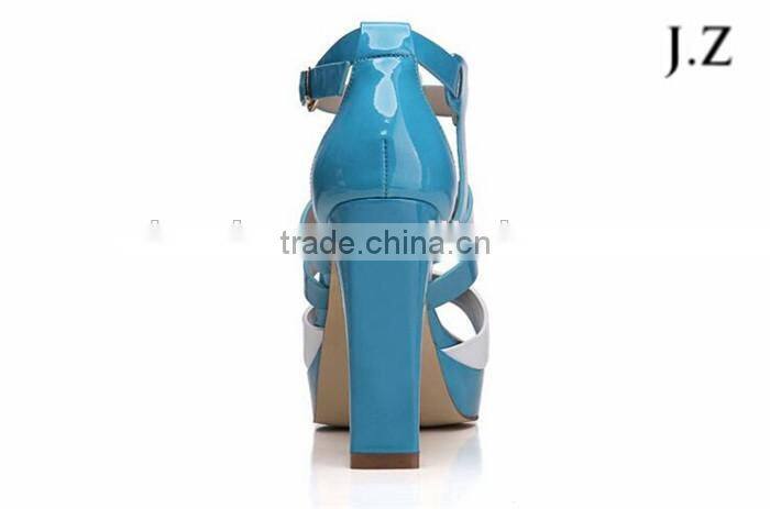 YX01 flocking high heel 2cm platforms patent pu upper sandals shoes, wedding sandal, Roman sandal for girls