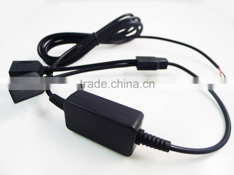 1.5M cable DC Converter Module 6-30V 12V 24V to 5V double female USB OUTPUT