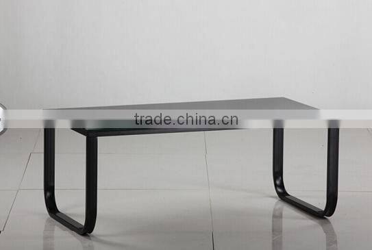 2015 hot sale tempered glass black leg coffee table