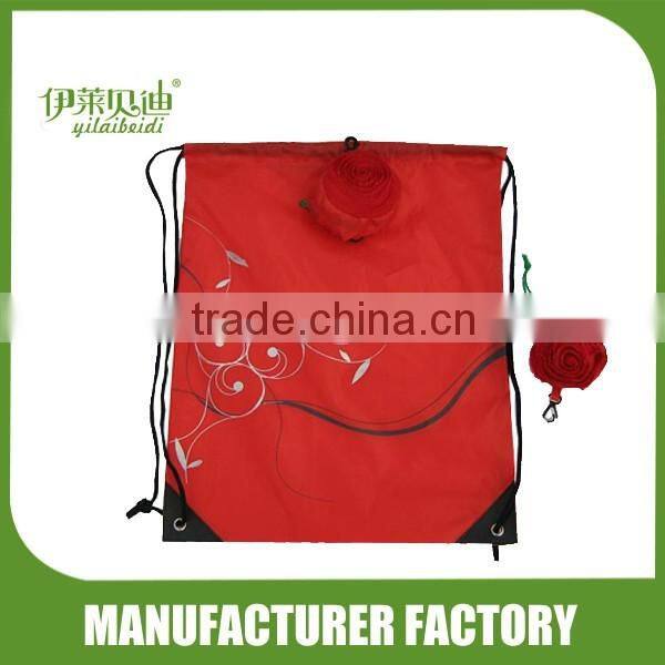 Folding drawstring bag