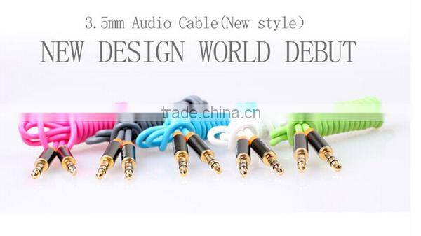 Wholesale 3 pole gold plated 3.5mm aux cable for phone