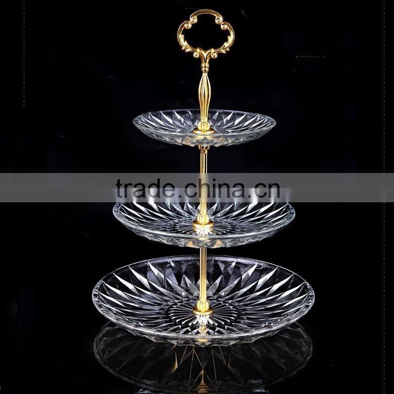 3 Tier Heart Shape Fancy Wedding Glass Snacks food Serving Trays Cake Stand in Dishes & Plates
