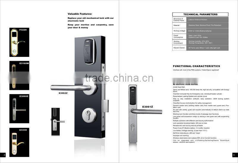 Hand free hotel locking system electronic door lock