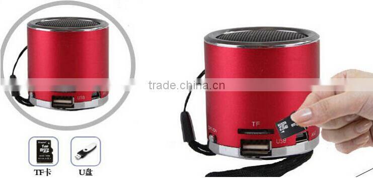 Wholesale Bulk round metal usb speaker fm radio mini speaker with micro-sd / tf card